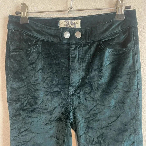 Free People Sweet Jane Velvet Jeans Green Womens Skinny Size 25 - Picture 7 of 9